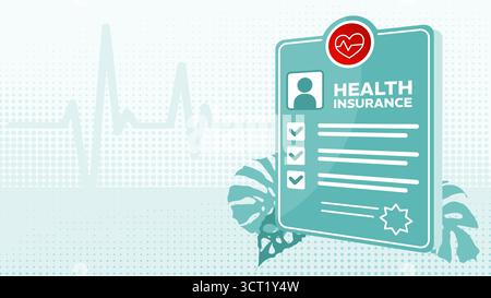 Krankenversicherungspolice Dokument-Banner-Vektor-Illustration Stock Vektor