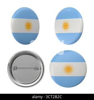 Argentinien Flaggenabzeichen patriotische Souvenirnadeln in verschiedenen Perspektiven Stockfoto