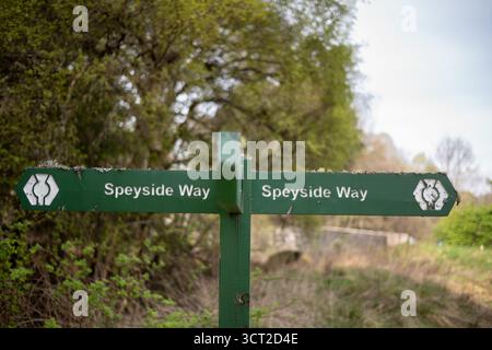 Speyside Way Wegweiser in der Nähe der Nethy Bridge Cairngorms National Park Scotland Stockfoto