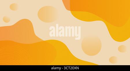Dieses Bild verfügt über einen abstrakten Hintergrund mit Orange- und Gelbtönen, der fließende Formen und transparente Kreise zeigt und eine moderne und visuelle Darstellung schafft Stockfoto