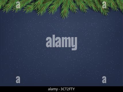 Weihnachtsbaum realistischer Hintergrund, grüne Tannenzweige, frohe Weihnachtsfahne, Happy New Year Stock Vektor