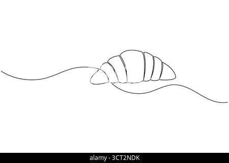 Croissant durchgehende, einzeilige Zeichnung minimalistische Bäckerei Gebäck Illustration Stock Vektor