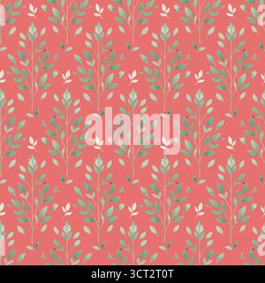 Nahtloses Blattmuster mit elegantem Blattwerk in farbenfrohen Hintergründen Stock Vektor