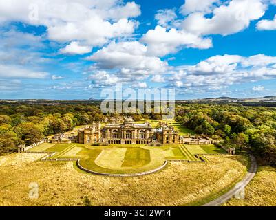 Blick auf das Gosford House von einer Drohne aus, Longniddry, East Lothian, Schottland, Großbritannien Stockfoto
