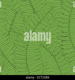 Wunderschöner nahtloser Hintergrund mit Farnblättern Stock Vektor