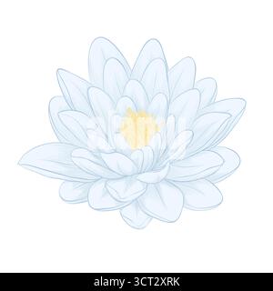 lotusblume im grafischen Stil, isoliert auf weiß Stock Vektor