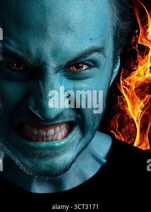 Wut - Wut aus nächster Nähe mit blauer Haut Stockfoto