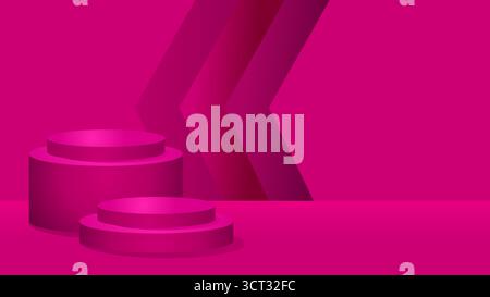 Rosafarbenes Zylinderpodium mit Kopierraum im Hintergrund Stock Vektor