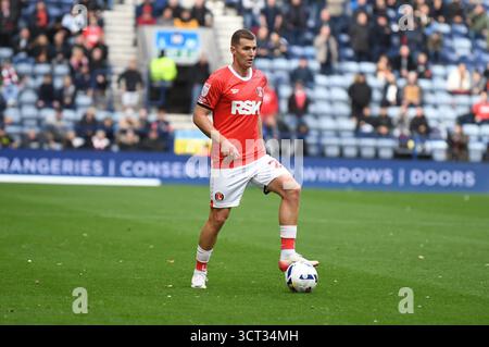 Preston, England. Oktober 2025. James Bree während der Sky Bet EFL Championship zwischen Preston North End und Charlton Athletic im Deepdale Stadium in Preston. Kyle Andrews/Alamy Live News Stockfoto