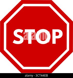 Rotes STOP-Straßenschild mit flachem Design Vektorsymbol Stock Vektor