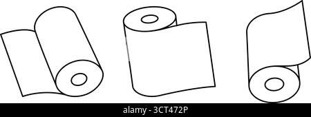 Weiche Toilettenpapiere umreißen Symbole. Toilettenpapier, Servietten, Tücher und andere Hygieneprodukte. Vektorabbildung Stock Vektor