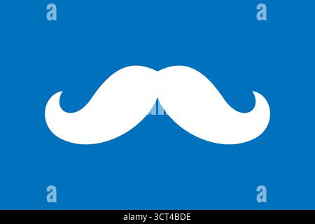 Weißer Schnurrbart auf blauem Hintergrund. Retro-Whisker-Vektor-Illustration für Hipster-Logos, Barbershop-Branding, trendige Poster und kreatives Design Stock Vektor