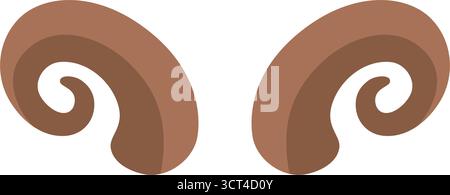 Braune Widderhörner. Karikaturvektorillustration isoliert auf weiß für Tier-, Bauernhof- oder Fantasy-Charakter Design Stock Vektor