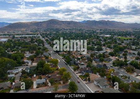 Luftaufnahme des Vorstadtviertels in Carson City, Nevada Stockfoto