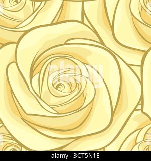 Schöner nahtloser Hintergrund mit gelben Rosen Stock Vektor