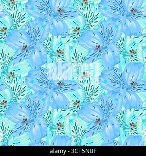 Wunderschöner nahtloser Hintergrund mit Alstroemeria-Blume. Stock Vektor