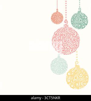 Weihnachtlicher Hintergrund mit Weihnachtskugeln hängen. Stock Vektor