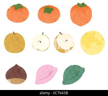 Chuseok, Koreanisch Danke Geben, Traditionelle Gegenstände Vektor-Illustration Stock Vektor