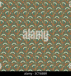 Nahtloses geometrisches Retro-Muster in Grün- und Brauntönen Stock Vektor