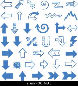 Hand Gezeichneter Pfeil Set Symbol - Pinsel Grunge Zeichen Isolierte Vektor-Illustration Stock Vektor