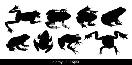 Set von großen Fröschen Silhouetten. Stock Vektor