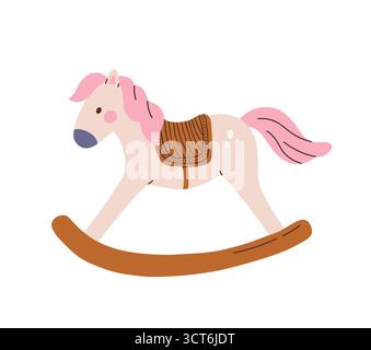 Zeichentrickfilm Weihnachten Pferd Spielzeug Vektor Illustration. Neujahrsdekoration Clipart Stock Vektor