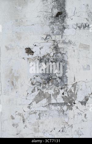 Alte Grunge-Wand mit weißem, rissigem Farbhintergrund Stockfoto