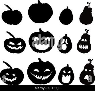 halloween Kürbisse Silhouetten Vektor Illustration Stock Vektor