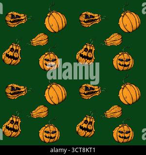 halloween Kürbisse nahtloses Muster - Vektor-Illustration Stock Vektor