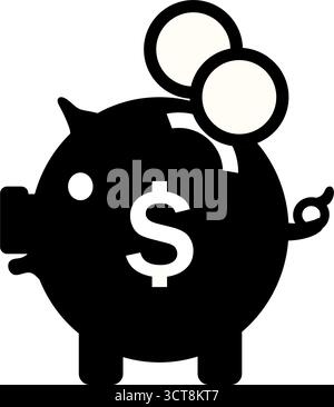 Schweinebank mit Dollarzeichen und Münzen für die Rettung des Vektorsymbols Stock Vektor