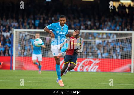 Neapel, Kampanien, ITALIEN. Oktober 2025. Juan Jesus vom SSC Napoli während des Fußballspiels der italienischen Serie A 2025/26 zwischen dem SSC Napoli und Genua am 5. Oktober 2025 im Diego Armando Maradona Stadion in Neapel. Bild: (Foto: © Fabio Sasso/ZUMA Press Wire) NUR REDAKTIONELLE VERWENDUNG! Nicht für kommerzielle ZWECKE! Quelle: ZUMA Press, Inc./Alamy Live News Stockfoto