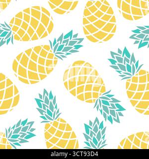 Nahtloses Muster Cartoon Ananas auf weißem Hintergrund Stock Vektor