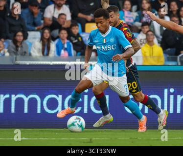Neapel, Kampanien, ITALIEN. Oktober 2025. David NERES vom SSC Napoli während des Fußballspiels der italienischen Serie A 2025/26 zwischen dem SSC Napoli und Genua am 5. Oktober 2025 im Diego Armando Maradona Stadium in Neapel.Bild: (Foto: © Fabio Sasso/ZUMA Press Wire) NUR REDAKTIONELLE VERWENDUNG! Nicht für kommerzielle ZWECKE! Quelle: ZUMA Press, Inc./Alamy Live News Stockfoto