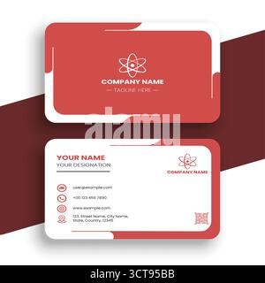 Moderne Vorlage für professionelles Visitenkarten-Design in Rot und weiß Stock Vektor
