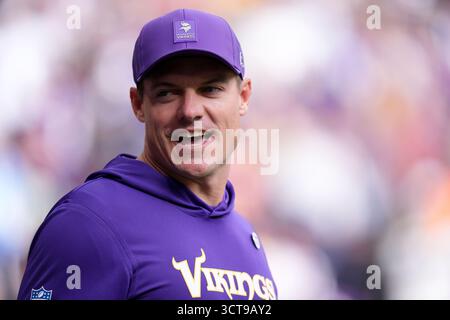Kevin O'Connell, Cheftrainer der Minnesota Vikings, während des NFL International Matches im Tottenham Hotspur Stadium, London. Bilddatum: Sonntag, 5. Oktober 2025. Stockfoto