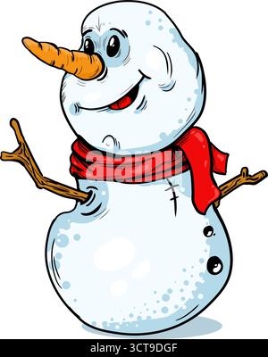 Glücklicher Schneemann - Vektor-Illustration Stock Vektor