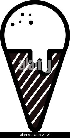 Eiskegel schmilzt mit Oberlinie Vektor-Symbol Stock Vektor