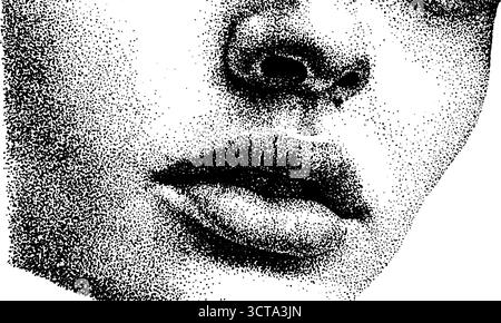 Künstlerische Dotwork-Stipple-Illustration eines gesichtslosen Porträts für kreatives Design. Stock Vektor