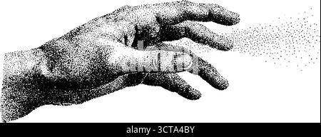 Komplizierte Hand mit Punktestipple Art-Effekt für Designprojekte. Stock Vektor