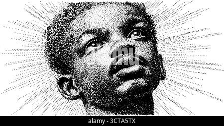 Stachelporträtabbildung mit strahlendem Hintergrund im Dotwork-Stil. Stock Vektor