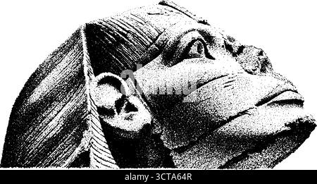 Komplizierte Punktstippelillustration einer Sphinx mit menschlichen Merkmalen für künstlerisches Design. Stock Vektor