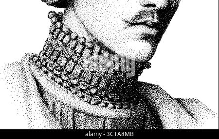 Komplizierte Dotwork-Illustration eines Unterwelt-Herrscherporträts. Stock Vektor