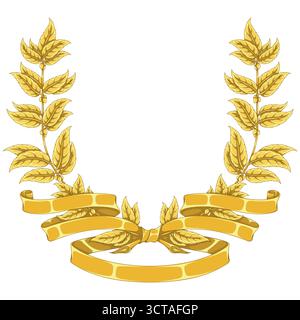 Pflanzenanordnung gebunden mit Band, heraldische Pflanzen Stock Vektor