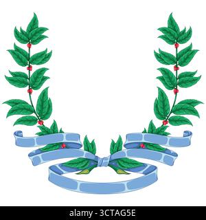 Pflanzenanordnung gebunden mit Band, heraldische Pflanzen Stock Vektor