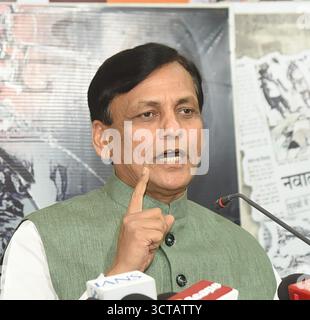 Patna, Indien. Oktober 2025. PATNA, INDIEN – 5. OKTOBER: EU-Minister Nityanand Rai sprach am 5. Oktober 2025 in Patna, Indien auf einer Pressekonferenz im Büro von BJP. (Foto: Santosh Kumar/Hindustan Times/SIPA USA) Credit: SIPA USA/Alamy Live News Stockfoto