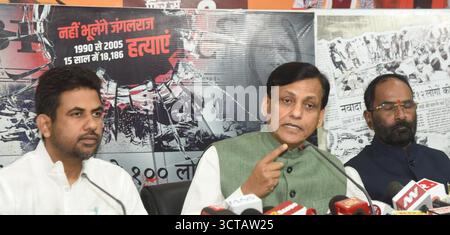 Patna, Indien. Oktober 2025. PATNA, INDIEN – 5. OKTOBER: EU-Minister Nityanand Rai sprach am 5. Oktober 2025 in Patna, Indien auf einer Pressekonferenz im Büro von BJP. (Foto: Santosh Kumar/Hindustan Times/SIPA USA) Credit: SIPA USA/Alamy Live News Stockfoto