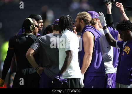 London, Großbritannien. Oktober 2025. LONDON, UK - 5. OKTOBER: Während des Spiels der NFL zwischen Minnesota Vikings und Cleveland Browns im Tottenham Hotspur Stadium am 5. Oktober 2025 in London. (Foto: Torbjorn Tande/Pximages) Credit: PX Images/Alamy Live News Stockfoto
