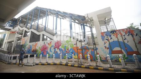 Patna, Indien. Oktober 2025. PATNA, INDIEN - 5. OKTOBER: Letzte Vorbereitung der Patna Metro Rail am 5. Oktober 2025 in Patna, Indien. (Foto: Santosh Kumar/Hindustan Times/SIPA USA) Credit: SIPA USA/Alamy Live News Stockfoto