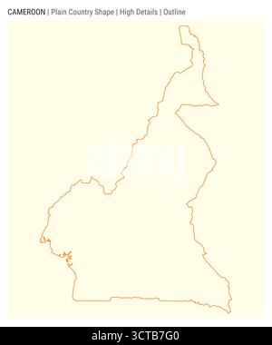 Kamerun einfache Landkarte. Hohe Details. Umrissstil. Die Form Kameruns. Vektorabbildung. Stock Vektor