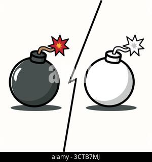 Flache Bombenabbildung mit Sicherung und Funken. Nützlich für Spiele, Apps, Poster oder Warngrafiken Stock Vektor